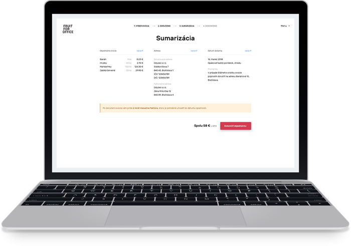 Sumarizacia objednavky - desktop - Fruit for office