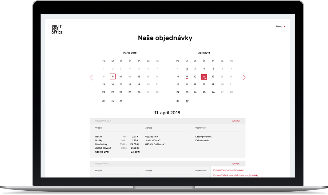 Nase objednavky - desktop - Fruit for office